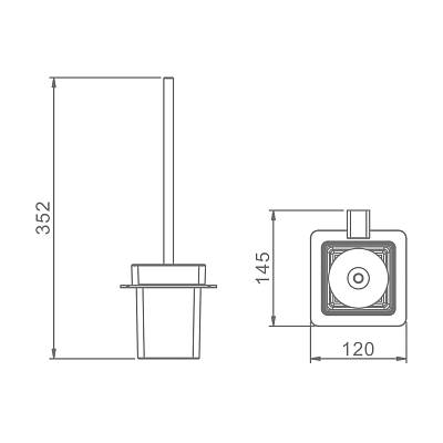 Ершик для унитаза Raglo R301.10.09 настенный, материал нержавеющая сталь/стекло, прямоугольный, для туалета/унитаза, ванную комнату/туалет, цвет графит
