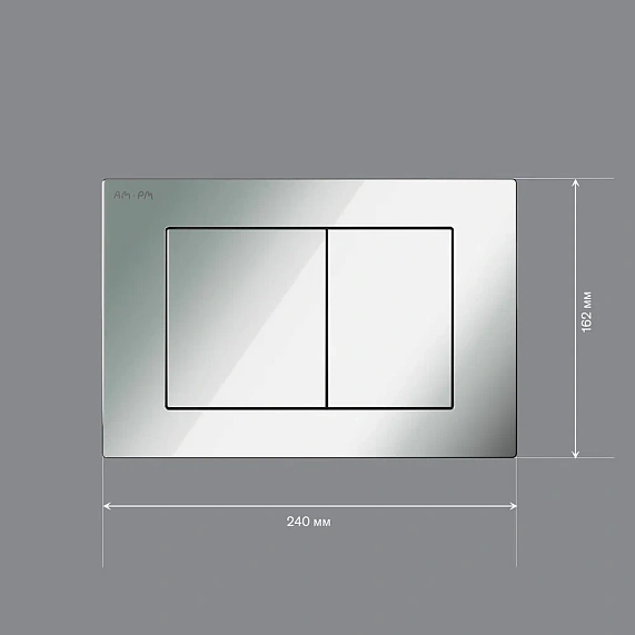 Кнопка смыва Am.Pm PrimeFit S хром, клавиша управления для сливного бачка, инсталляции унитаза, двойная, механическая, панель, универсальная, размер 240х162х10 мм