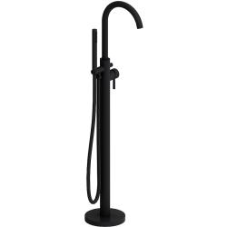 Смеситель для ванны/душа Damixa Scandinavian Pure, напольный, однорычажный, поворотный, керамический, длина излива 219 мм, латунь, цвет черный матовый