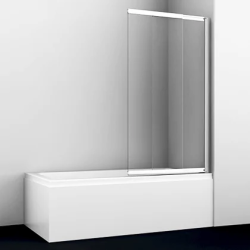 Душевая шторка на ванну WasserKRAFT Main 41S, 100х140 см, прозрачное стекло/профиль хром, раздвижная/распашная, плоская/панель, правая/левая, правосторонняя/левосторонняя, универсальная
