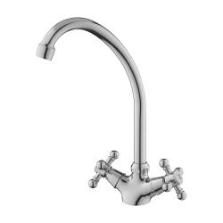 Смеситель для кухни/мойки AQUEDUC двухвентильный, поворотный, длина излива 150 мм, высота 150 мм цинк, цвет хром 346161