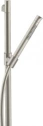 Душевой гарнитур Axor Starck Organic 2jet, высота 98,5 см, комплект: держатель душевой лейки/душевая лейка/душевая штанга/душевой шланг, цвет: шлифованный никель, внешнего монтажа, настенный, для душа/ванной