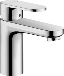 Смеситель для раковины Hansgrohe Vernis S 100 CoolStart, однорычажный, фиксированный излив, длина излива 10,9 см, керамический, латунь, цвет хром, с донным клапаном