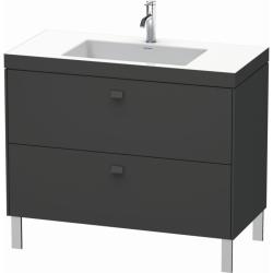 Тумба c раковиной Duravit Brioso, 100х48х70,1 см, напольная, 2 выдвижных ящика, ДСП, цвет: графит матовый /Vero Air, мебельная, прямоугольная, цвет белый, фарфоровая, с площадкой под смеситель, без перелива