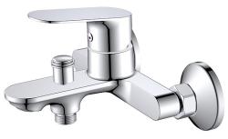 Смеситель для ванны/душа Voda Shore однорычажный, настенный, неповоротный, керамический картридж, излив короткий, латунь, цвет хром, без аксессуаров SHR54