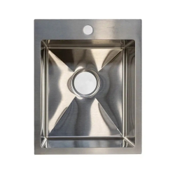 Мойка кухонная Siriusline, 40х50 см, врезная, нержавеющая сталь, прямоугольная, цвет: сатин, с отверстием под смеситель, слив-перелив, без крыла