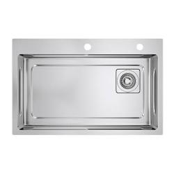 Мойка кухонная Raglo R702.7246.05 цвет сатин, 720х460х208 мм нержавеющая сталь, прямоугольная, с отверстием под смеситель, без крыла, слив-перелив, врезная