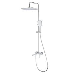 Душевая система Splenka S01.24 высота 620-1200 мм цвет хром, комплект: однорычажный смеситель/излив/тропический душ прямоугольный (с верхней лейкой)/лейка/стойка/шланг, латунь