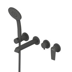 Смеситель для ванны/душа Cezares Nautic однорычажный, встраиваемый, керамический, неповоротный, длина излива 205 мм, латунь, цвет черный матовый