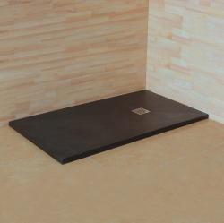 Душевой поддон RGW Stone Tray ST-G, 80х170х2,5 см, прямоугольный, из искусственного камня, низкий, цвет: графит, с антискользящим рельефным покрытием, без бортика