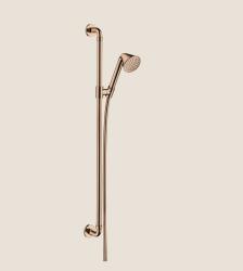 Душевой гарнитур Axor Showers/Front EcoSmart 1jet, высота 106,5 см, комплект: ручной душ/душевая штанга/душевой шланг 90 см/ползунок, цвет: полированное красное золото, внешнего монтажа, настенный, для душа/ванной