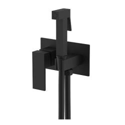 Смеситель с гигиеническим душем Splenka S97.52.06 встраиваемый, однорычажный, керамический, без излива, с гибким шлангом/лейкой, латунь/пластик, цвет черный