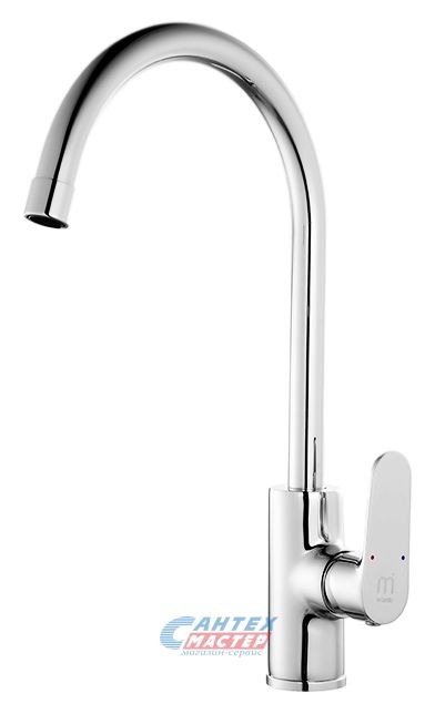 Смеситель для кухни/мойки Milardo Dover однорычажный, керамический, с поворотным изливом, длина 184 мм, латунь, цвет хром, кухонный, хромированный, вертикальный, однорукий, одноручный, однозахватный, одноручковые, кран, комплект, сантехника