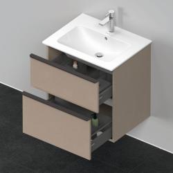 Тумба под раковину Duravit D-Neo, 81х46,2х62,5 см, подвесная, 2 выдвижных ящика, ДСП, цвет: лен, шкафчик навесной, прямоугольная, правая/левая, для раковины ME by Starck # 234583, в ванную комнату