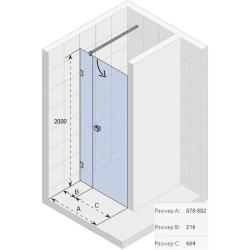 Душевая дверь Riho SZ Scandic NXT X102, 88х200 см, прозрачное стекло/профиль хром, в нишу, левая/левосторонняя модификация, закаленное стекло, распашная, профиль алюминиевый, прямоугольная