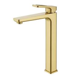 Смеситель для раковины/умывальника Raglo R51.15.03 однорычажный, высокий, неповоротный, фиксированный, излив длина 178 мм высота 278 мм латунь, цвет сатин золотой