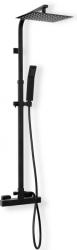 Душевая система REA Milan, высота 130 см, цвет черный матовый, комплект: термостатический смеситель/тропический душ (с верхней лейкой)/стойка/лейка/шланг