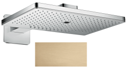 Верхний душ AXOR ShowerSolutions 460/300 3jet, с держателем, с квадратной розеткой, настенный монтаж, прямоугольный, с 3 режимами, размер 46,6х30 см, металлический, цвет: шлифованная бронза, для душа/ванной
