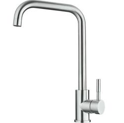 Смеситель для кухни/мойки Accoona, однорычажный, поворотный, керамический, длина излива 188 мм, нержавеющая сталь, цвет нержавеющая сталь