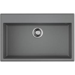Мойка кухонная Omoikiri Tedori 79-GR, 51х79 см, врезная, из искусственного гранита (Tetogranit), прямоугольная, цвет ленинградский серый, без отверстия под смеситель, без крыла, слив-перелив, врезная в столещницу, для кухни