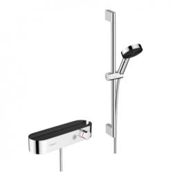 Душевая система Hansgrohe Pulsify Select S 105 3jet Relaxation с термостатом, 65 см, комплект: ручной душ/термостат для душа/душевая штанга/держатель/шланг для душа, пластик/латунь, цвет хром