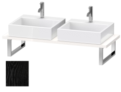 Столешница Duravit Brioso, для консоли, консольное полотно, 80х48х3 см, ДСП, прямоугольная, тонкая, цвет: дуб черный,  для двух раковин/умывальников/рукомойников, 2 выреза под раковину, установка по краям