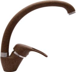 Смеситель для кухни/мойки Flortek Омега FK, однорычажный, керамический картридж, с поворотным изливом, высокий, длина излива 198 мм, латунь, цвет коричневый