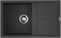 Мойка кухонная Omoikiri Sumi 79-BL, 50х79 см, врезная, из искусственного гранита (Tetogranit), прямоугольная, цвет черный, без отверстия под смеситель, с крылом, оборачиваемая, слив-перелив, врезная в столещницу, для кухни