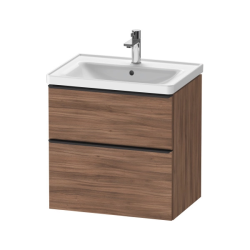 Тумба под раковину Duravit D-Neo, 63,4х45,2х62,5 см, подвесная, 2 выдвижных ящика, ДСП, цвет: орех матовый, шкафчик навесной, прямоугольная, правая/левая, в ванную комнату