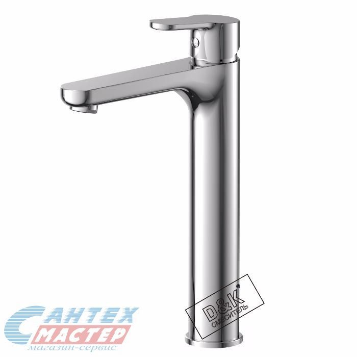 Смеситель для раковины D&K Marx Rhein однорычажный, высокий, излив средний, длина 151 мм, керамический, латунь, цвет хром, без донного клапана