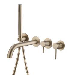 Смеситель для ванны/душа ABBER Wasser Kreis однорычажный, встраиваемый, неповоротный, латунь, длина излива 220 мм, керамический, цвет золото матовое