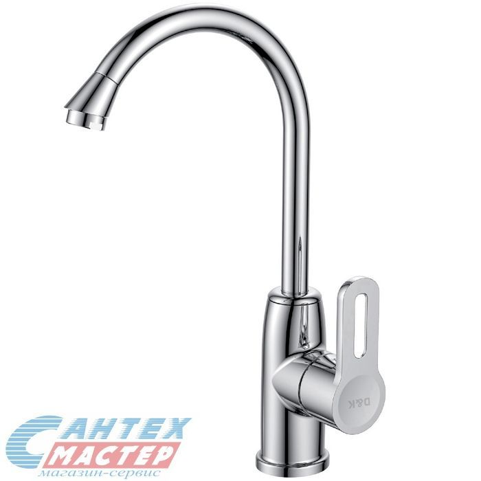 Смеситель для кухни/мойки D&K Paulinus Rhein однорычажный, керамический, с высоким изливом, длина 161 мм, поворотный, латунь, цвет хром, ёлочка,  кухонный, хромированный, вертикальный, кран, комплект, сантехника, водопроводные