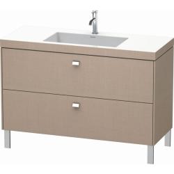 Тумба c раковиной Duravit Brioso, 120х48х61,3 см, подвесная, 2 выдвижных ящика, ДСП, цвет: лен/хром /Vero Air, мебельная, прямоугольная, цвет белый, фарфоровая, 1 отверстие под смеситель, без перелива