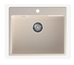 Мойка GranFest URBAN 658, 58х49 см, врезная, кварц, прямоугольная, цвет белый, с отверстием под смеситель, слив-перелив, без крыла, для кухни