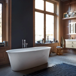 Ванна Duravit White Tulip 180х90 см отдельностоящая, акриловая, цвет: белый, с фронтальной панелью, рамой (без гидромассажа, сифона), овальная, с двумя наклонами для спины