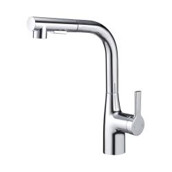 Смеситель для кухни/мойки G-lauf GOG4-A012 однорычажный, выдвижной/поворотный излив, длина 194 мм, керамический, цинк, цвет хром