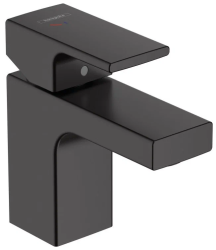 Смеситель для раковины Hansgrohe Vernis Shape 70 CoolStart, однорычажный, фиксированный излив, длина излива 8,9 см, керамический, латунь, цвет матовый черный, с донным клапаном