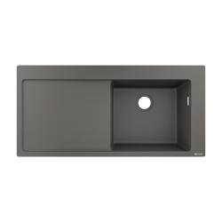 Мойка кухонная Hansgrohe 450, S51, S514-F450, с крылом, 105х51х20,5 см, чаша справа, врезная/встраиваемая сверху, искусственный гранит, прямоугольная, цвет серый камень, без отверстия под смеситель, слив-перелив