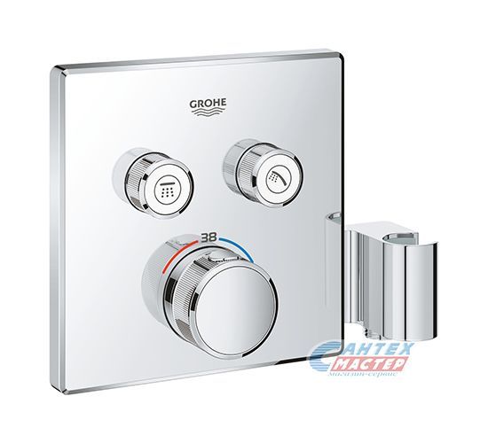Смеситель для душа Grohe Grohtherm SmartControl термостатический, скрытого монтажа, на 2 выхода, керамический, настенный, без излива/шланга/лейки, латунь хром
