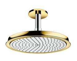 Верхний душ Hansgrohe Raindance Classic AIR 240 1jet с потолочным подсоединением 10 см, потолочный монтаж, круглый, с 1 режимом, размер 24 см, латунный, цвет хром/золото, для душа/ванной