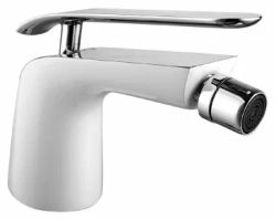 Смеситель для биде Lemark Melange, для унитаза/биде, однорычажный, неповоротный, длина 124 мм, латунь, цвет белый/хром