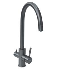 Смеситель для кухни/мойки Ukinox, с подключением фильтра для питьевой воды, однорычажный, поворотный, керамический, длина излива 210 мм, высота 287 мм нержавеющая сталь, цвет вороненая сталь