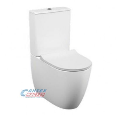Унитаз компакт Vitra Sento, БЕЛЫЙ, горизонтальный (прямой) выпуск, напольный, безободковый, с быстросьемным сиденьем микролифт, с крышкой (сиденье) ДЮРОПЛАСТ, нижняя 