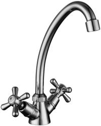 Смеситель для кухни Lemark Soul двухвентильный, поворотный, керамический, с высоким изливом, высота излива 20.6 см, латунь, покрытие хром, цвет хром