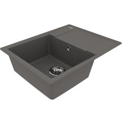Мойка кухонная Lemark IMANDRA 640, 50х64х19,7 см, врезная, кварцгранит, прямоугольная, цвет серый шелк, без отверстия под смеситель, с крылом, оборачиваемая, слив-перелив, врезная в столещницу, для кухни