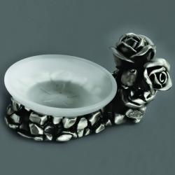 Мыльница настольная Art&Max Rose, цвет: серебро, латунь/стекло, форма округлая, для душа/ванны/мыла, в ванную комнату, под мыло, мыльница, на стол