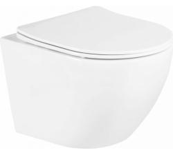 Унитаз подвесной BelBagno Uno 480х360х360 мм цвет белый, овальный, горизонтальный (прямой) выпуск, под скрытый бачок, безободковый, с сиденьем Soft Close, для туалета/ванной комнаты