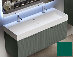 Тумба под раковину Cezares Premium Plisse 120, 120х44х43 см, подвесная, 2 выдвижных ящика/2 внутренних ящика, МДФ, цвет: зеленый, шкафчик навесной, механизм доводчика, прямоугольная
