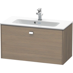 Тумба c раковиной Duravit Brioso, 80х48х50,2 см, подвесная, 1 выдвижной ящик, ДСП, цвет: дуб терра/хром /Vero Air, мебельная, прямоугольная, цвет белый, фарфоровая, без отверстия под смеситель, без перелива