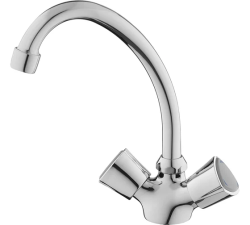 Смеситель для кухни/мойки AQUEDUC двухвентильный, поворотный, длина излива 150 мм, высота 150 мм цинк, цвет хром 346150